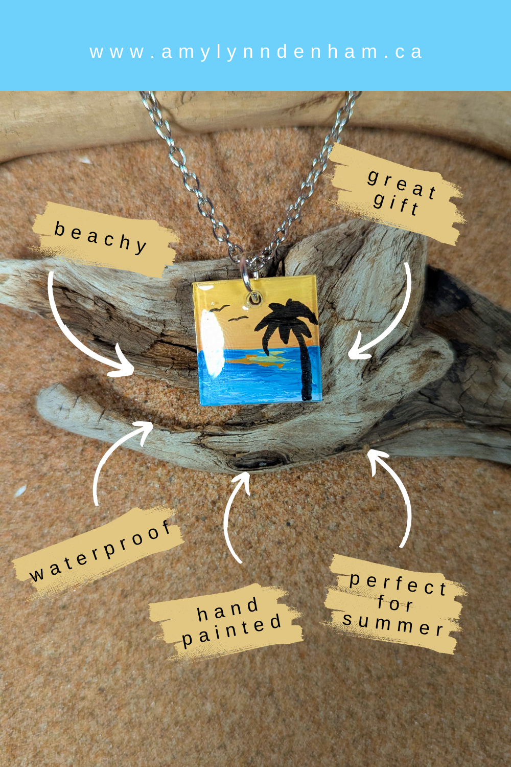 Beach Sunset Silhouette Necklace