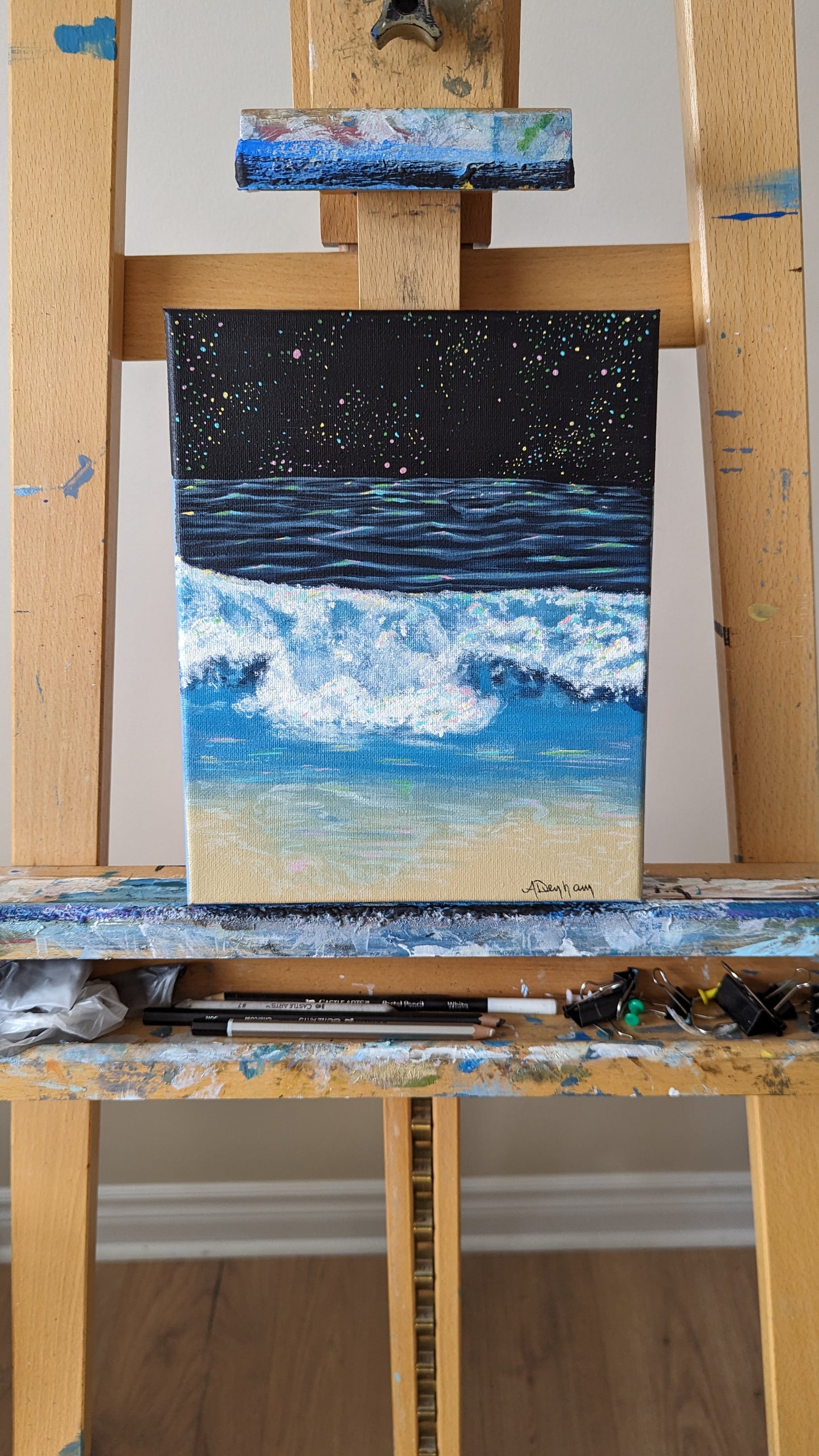 "Firefly Sky" Original Acrylic Ocean Painting