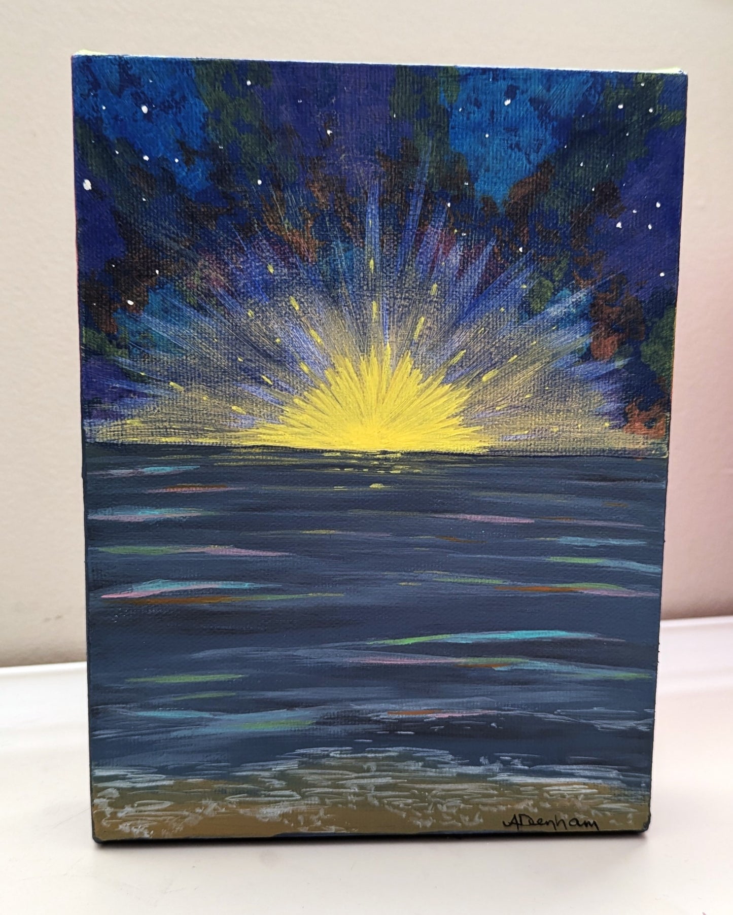Magical Night Acrylic Moonrise Painting