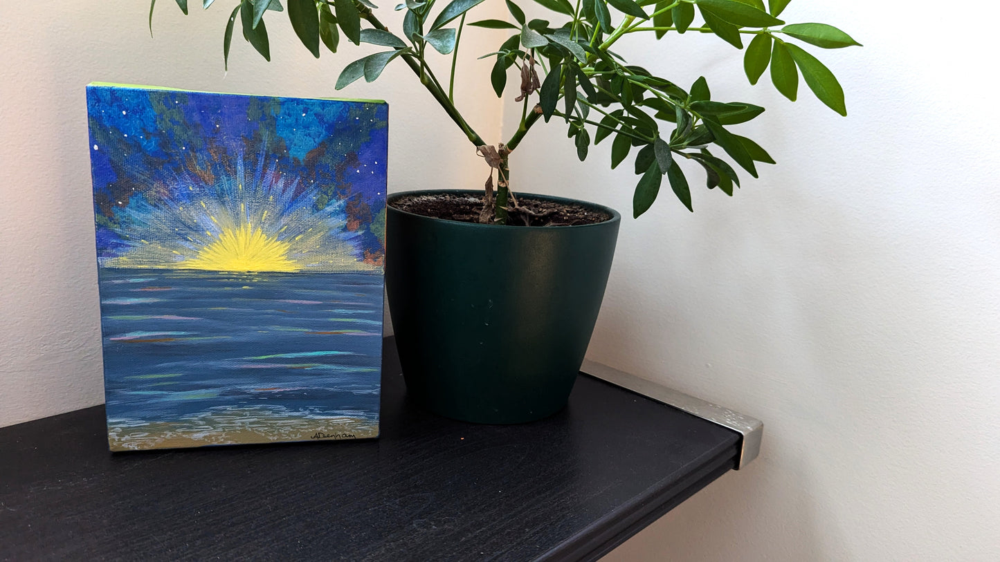 Magical Night Acrylic Moonrise Painting