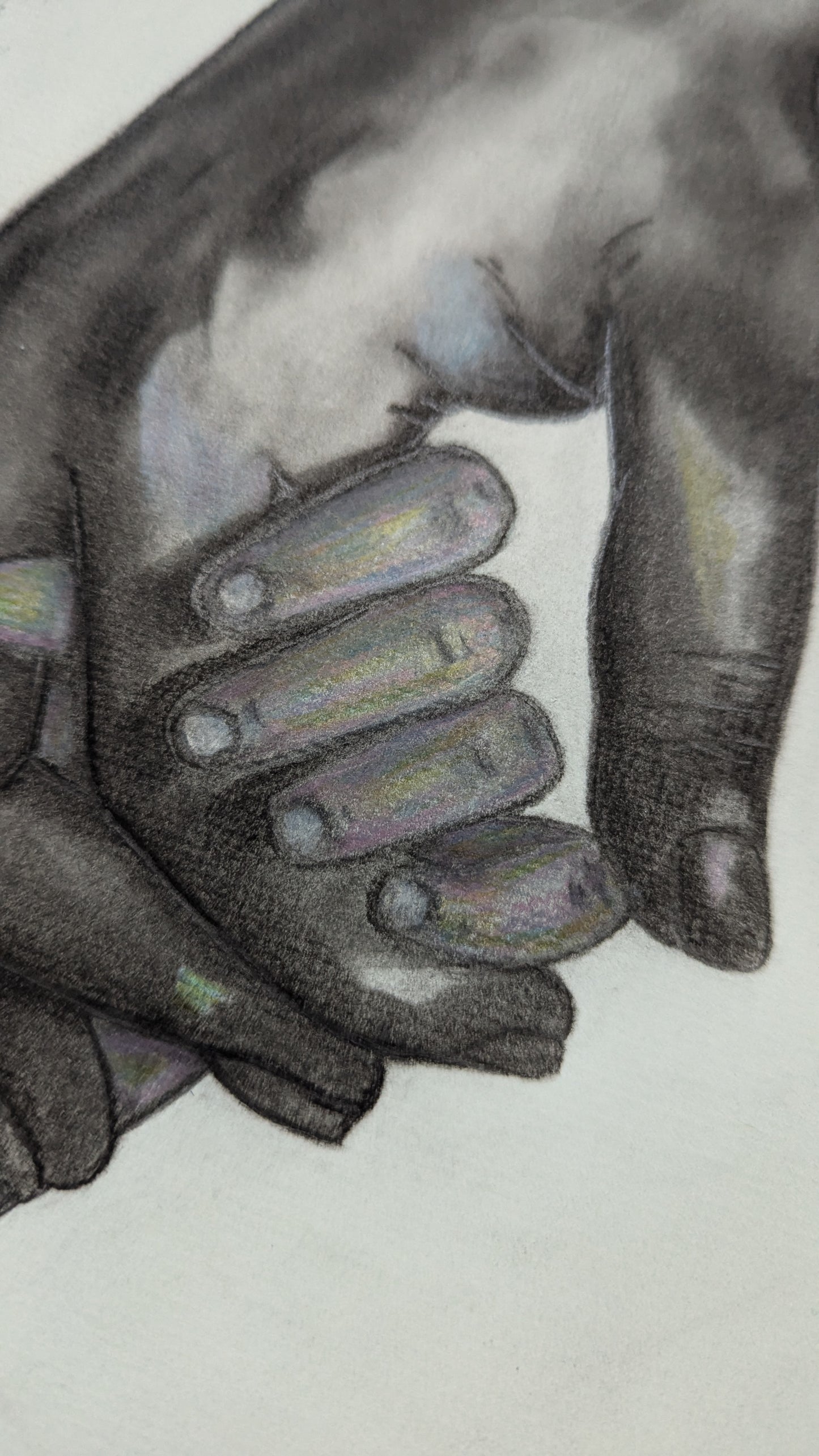 Pieces of Us - Parent and Child Holding Hard Original Charcoal Drawing