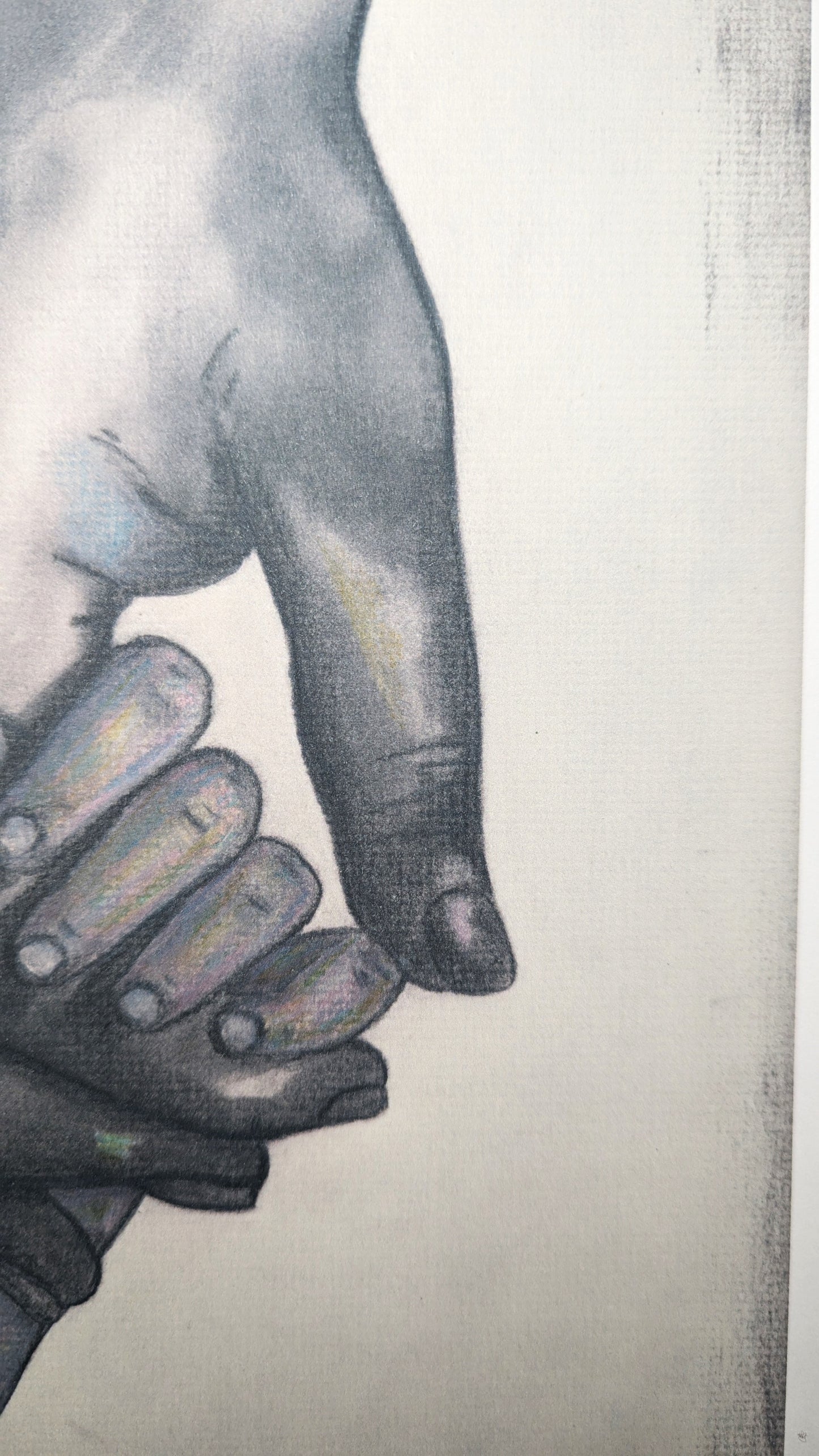 Parent and Child Holding Hard Charcoal Drawing Print, 9" by 12", Unframed