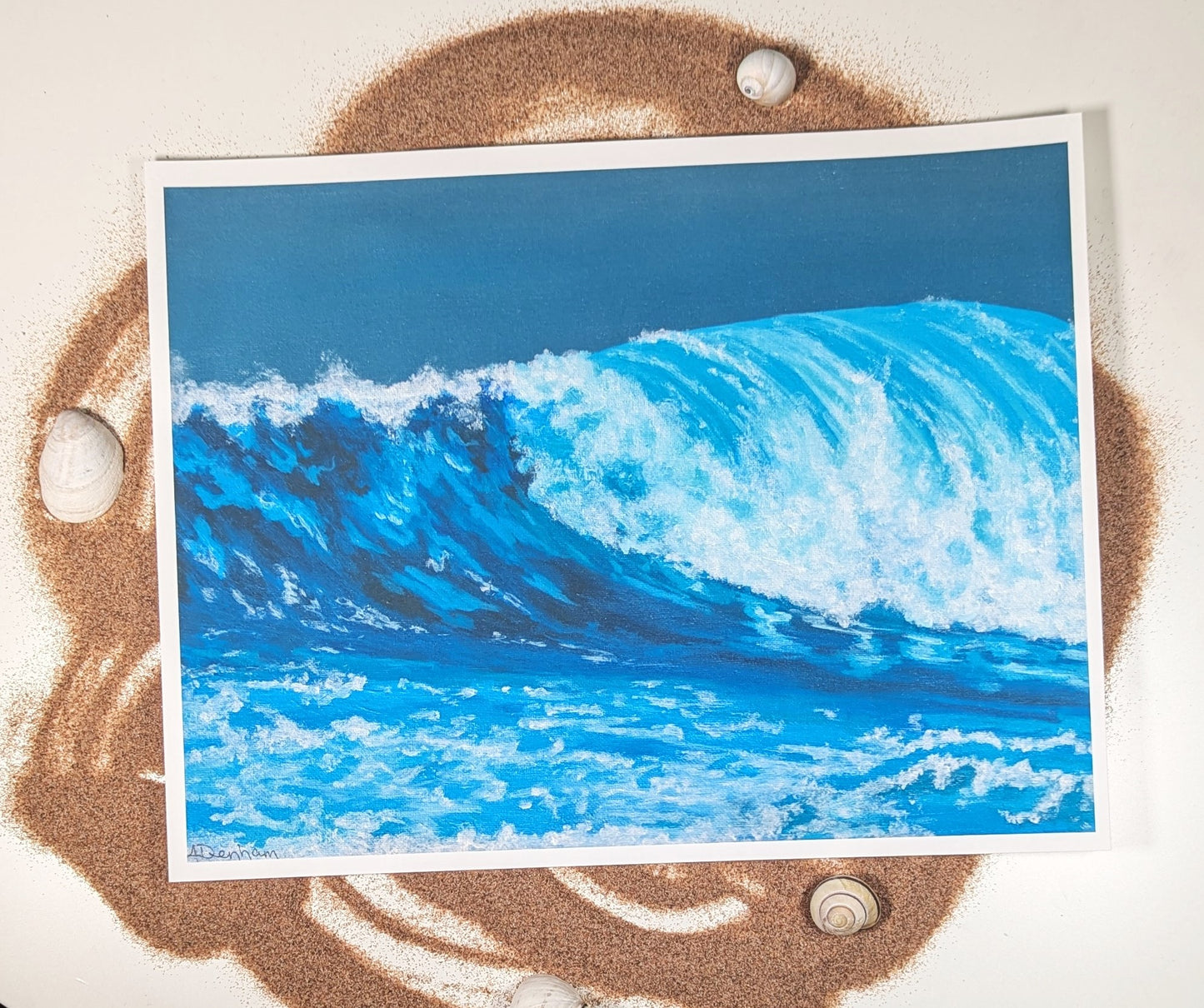 Crashing ocean wave poster for coastal decor, beach art, ocean art, beach painting, 8.5" x 11" (Printed and Mailed by Artist)