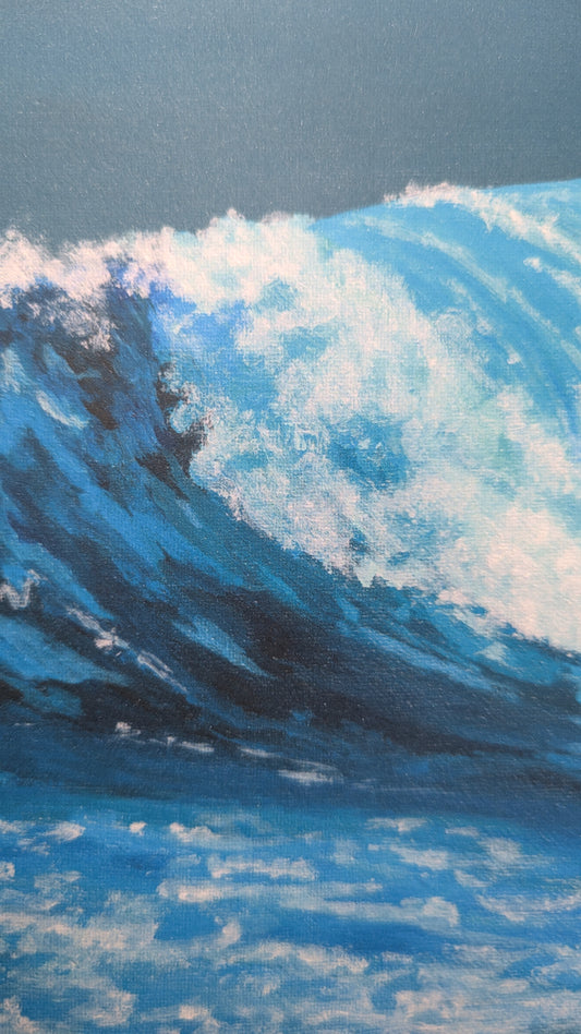 Crashing ocean wave poster for coastal decor, beach art, ocean art, beach painting, 8.5" x 11" (Printed and Mailed by Artist)