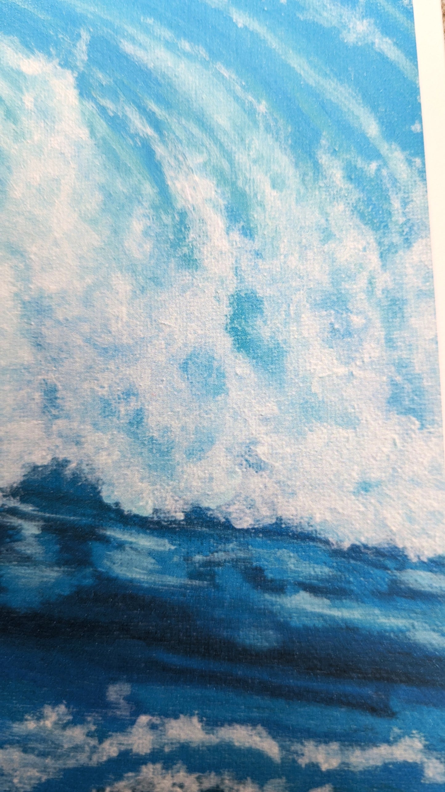 Crashing ocean wave poster for coastal decor, beach art, ocean art, beach painting, 8.5" x 11" (Printed and Mailed by Artist)