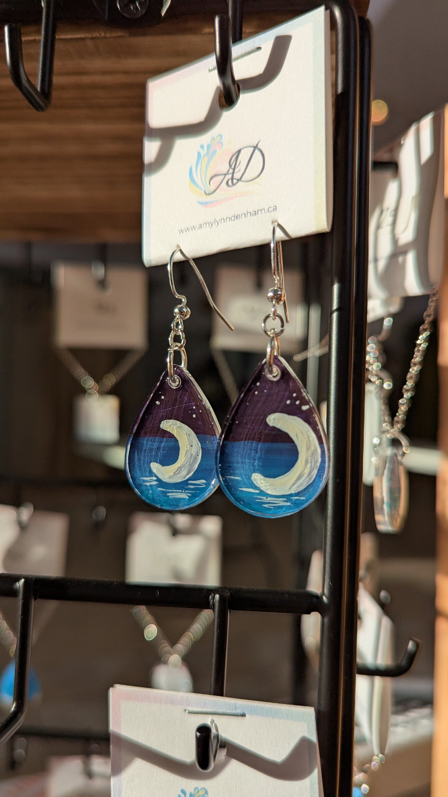 Boho Moon on the Water Teardrop Earrings