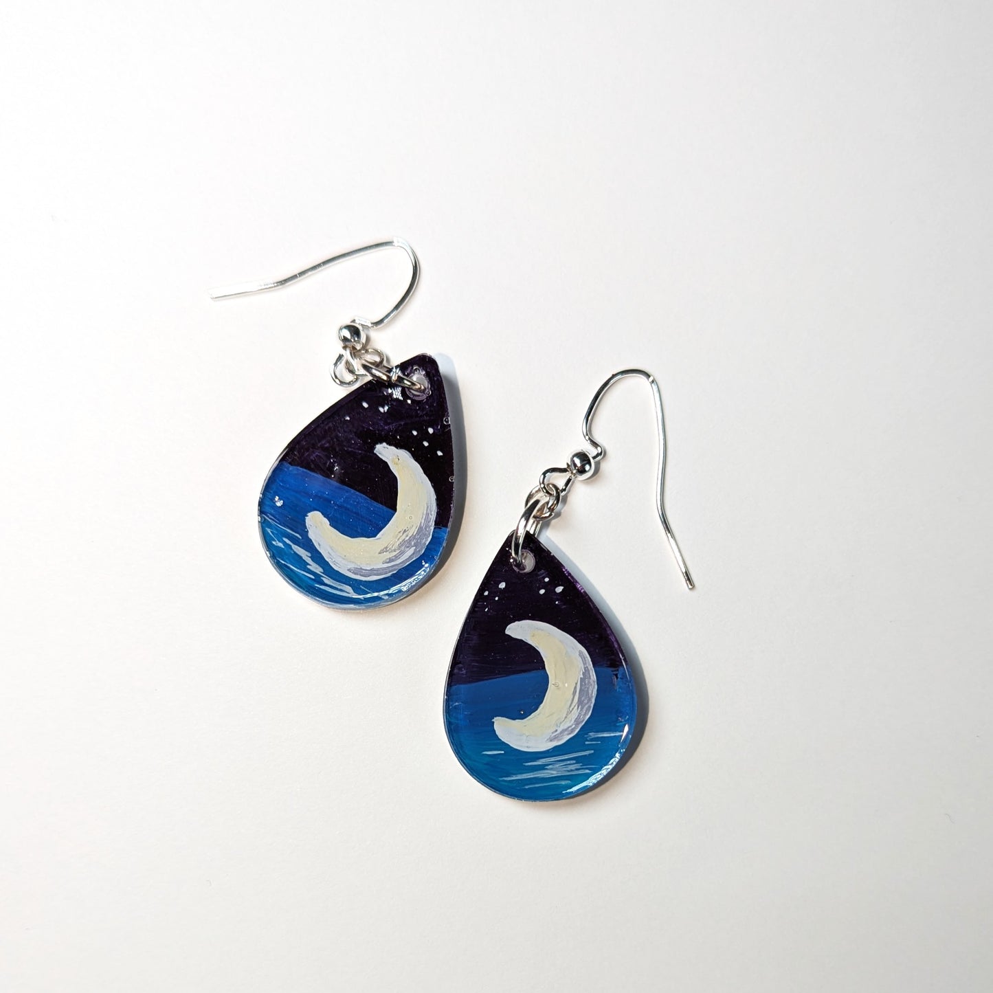 Boho Moon on the Water Teardrop Earrings