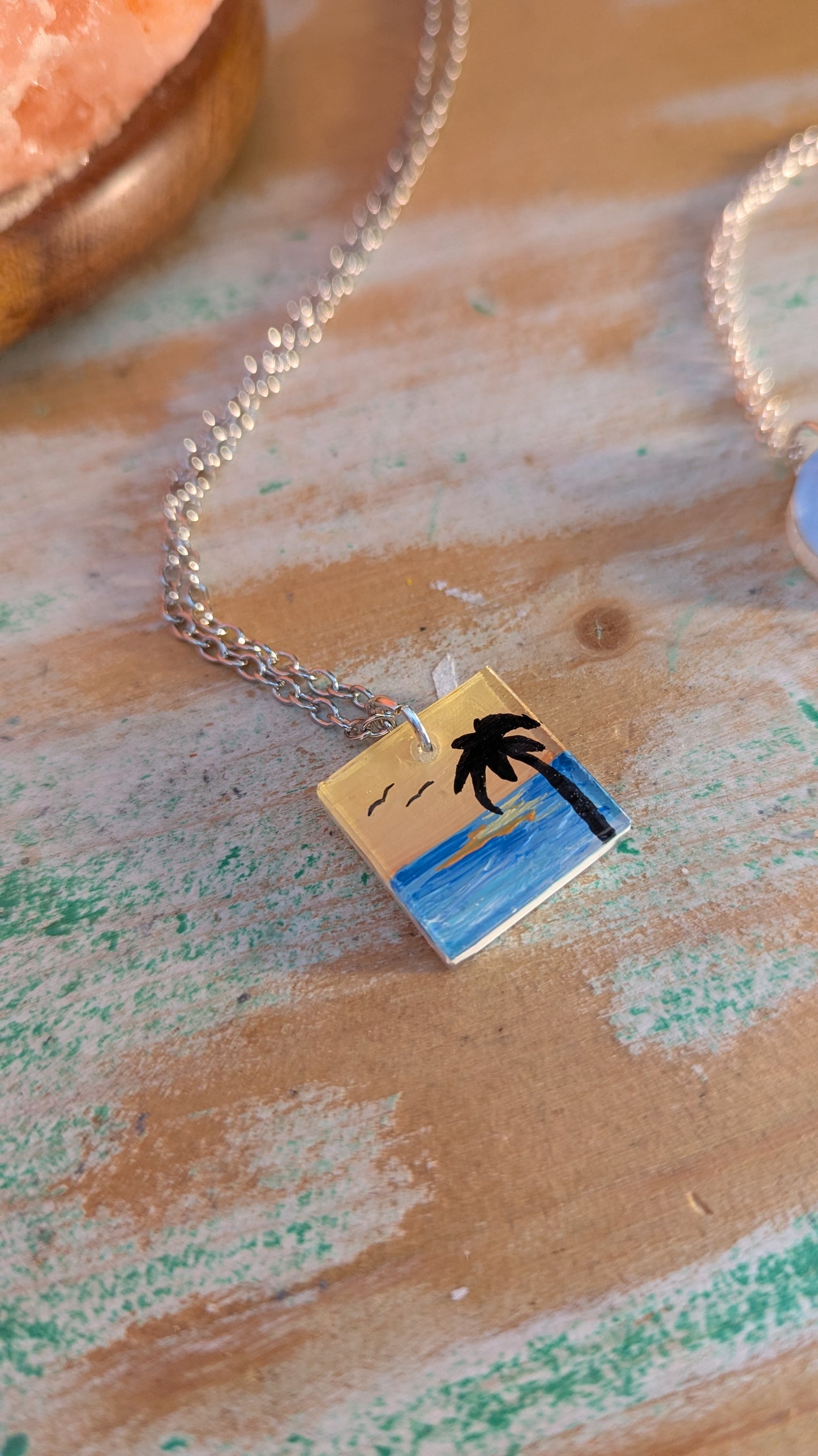 Beach Sunset Silhouette Necklace