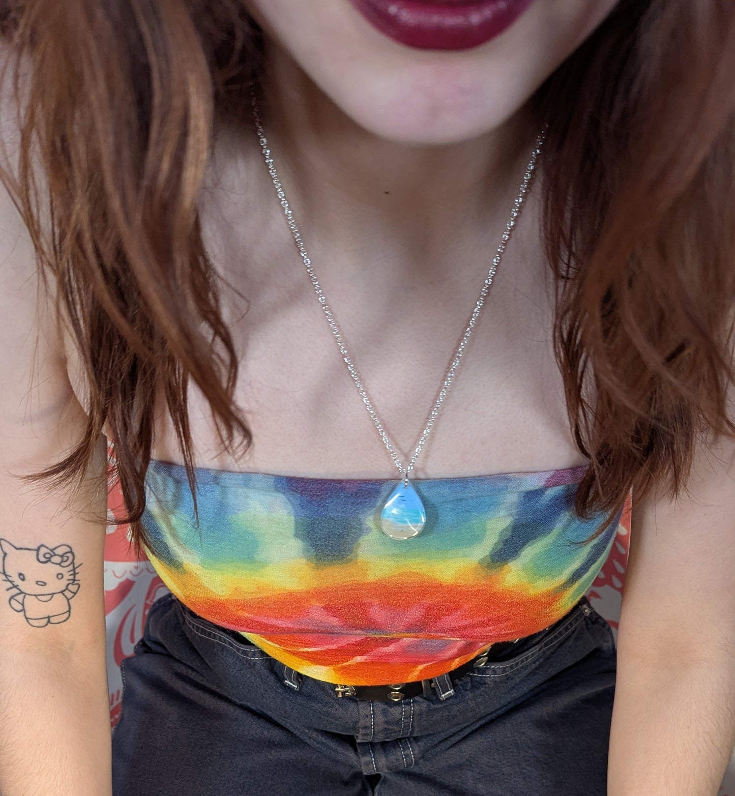 Gentle beach hand painted resin necklace