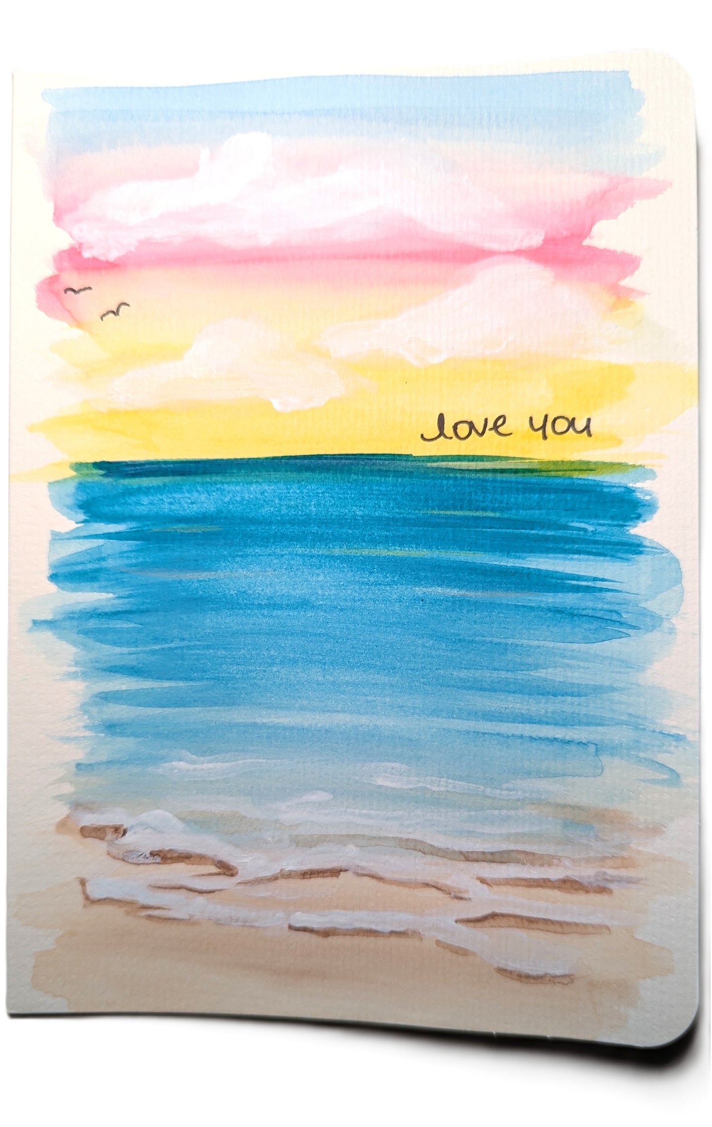 "Love You" Pink and Yellow Sunset Greeting Card