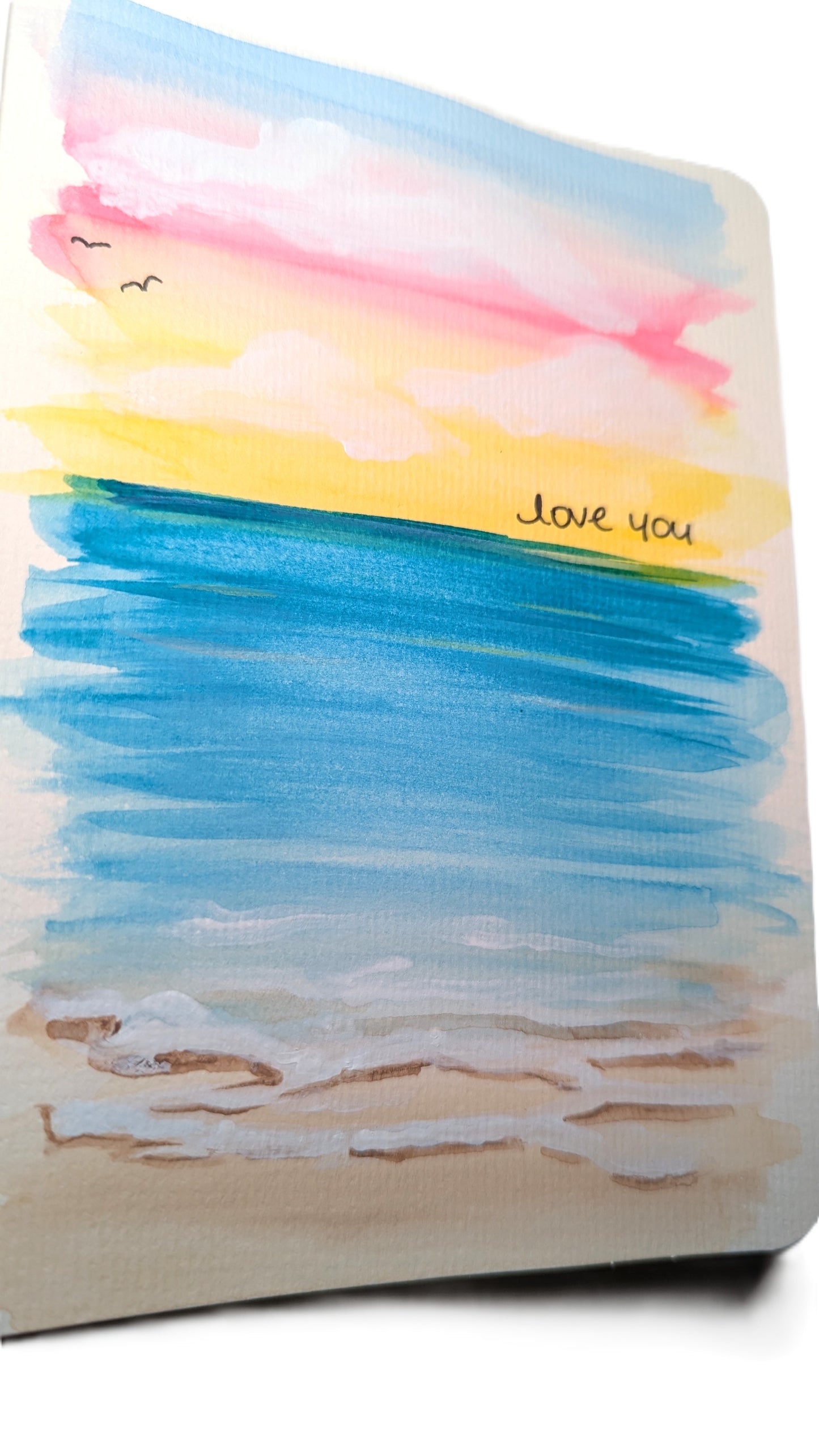 "Love You" Pink and Yellow Sunset Greeting Card