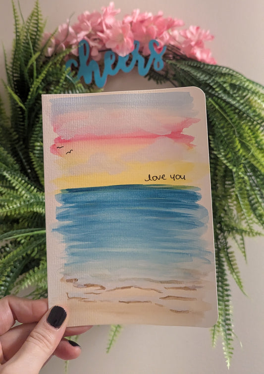 "Love You" Pink and Yellow Sunset Greeting Card