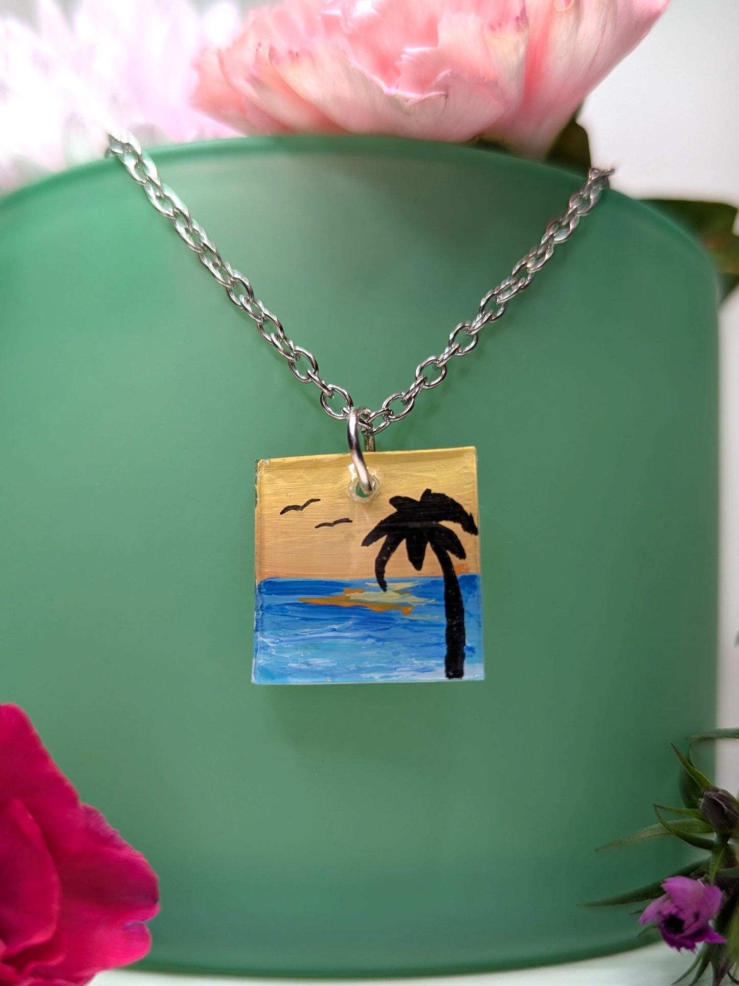 Beach Sunset Silhouette Necklace
