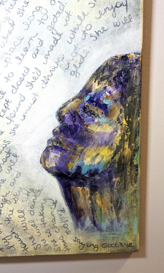 Looking Up abstract inspirational feminist acrylic painting