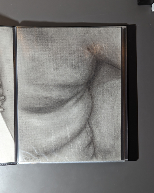 ORIGINAL ARTWORK - Pieces of Me #4, Hand Drawn Self Portrait Charcoal Art