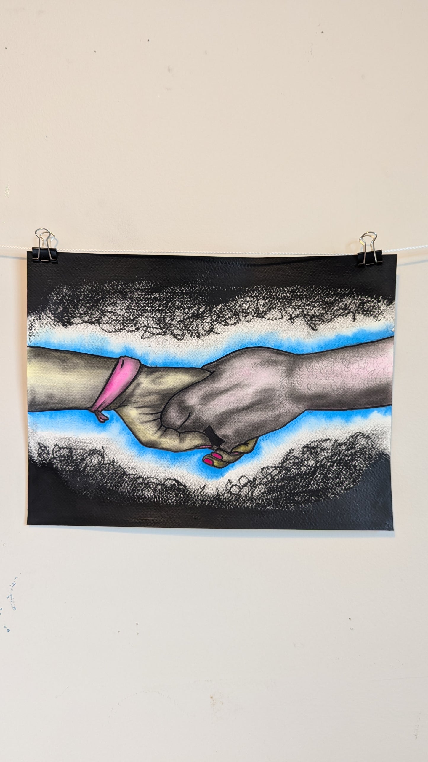 Pieces of Us - Stronger Together Original Charcoal and Watercolor sketch