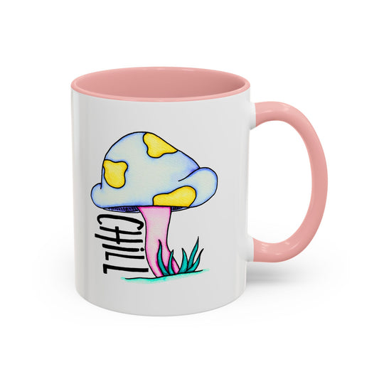 Chill Mushroom Coffee Mug, Colorful Ceramic Cup, Gift for Coffee Lovers, Fun Mug for Relaxation, Unique Kitchen Decor