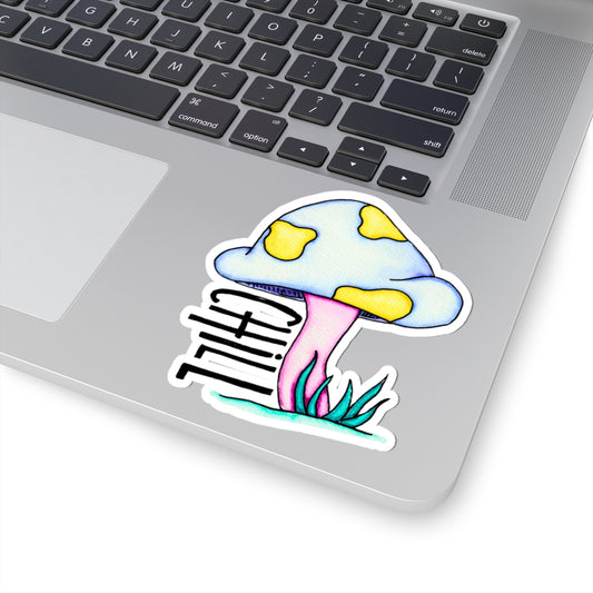 Chill Mushroom Kiss-Cut Stickers, Cute Stickers for Laptops, Plant Lovers Gifts, Drug-Free Vibes, Fun Decor