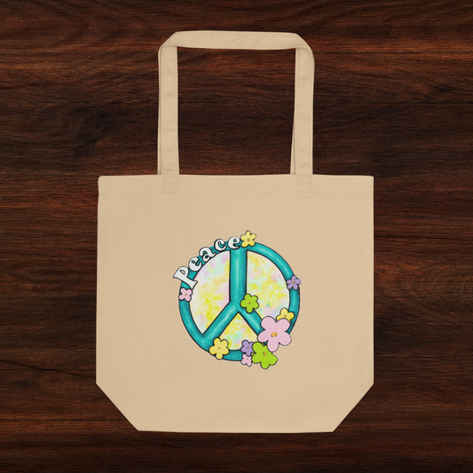 Hippy Peace Sign, Tie Dye Eco Tote Bag