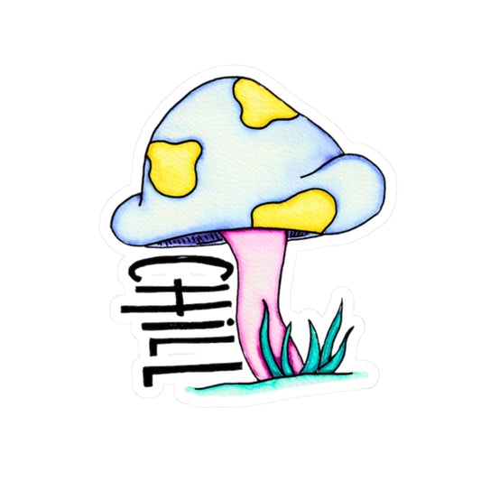 Chill Mushroom Kiss-Cut Stickers, Cute Stickers for Laptops, Plant Lovers Gifts, Drug-Free Vibes, Fun Decor