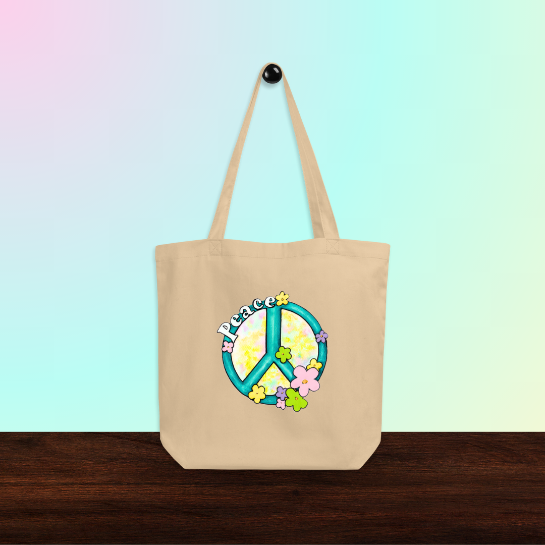 Hippy Peace Sign, Tie Dye Eco Tote Bag