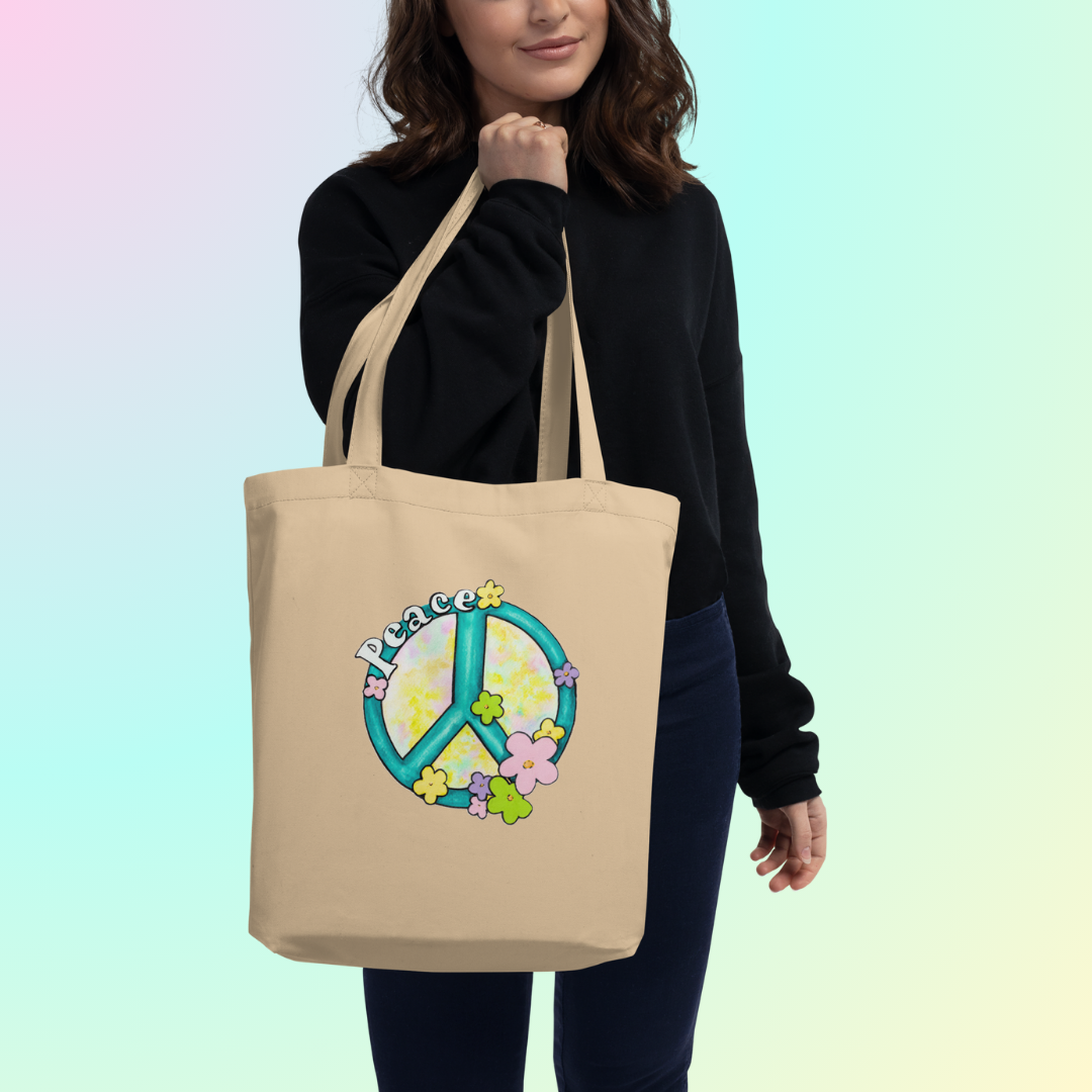 Hippy Peace Sign, Tie Dye Eco Tote Bag