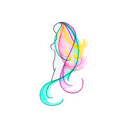 Colorful Mermaid Hair Kiss-Cut Stickers, Ocean Vibe Decals, Laptop Stickers, Journal Accessories, Gift for Sea Lovers