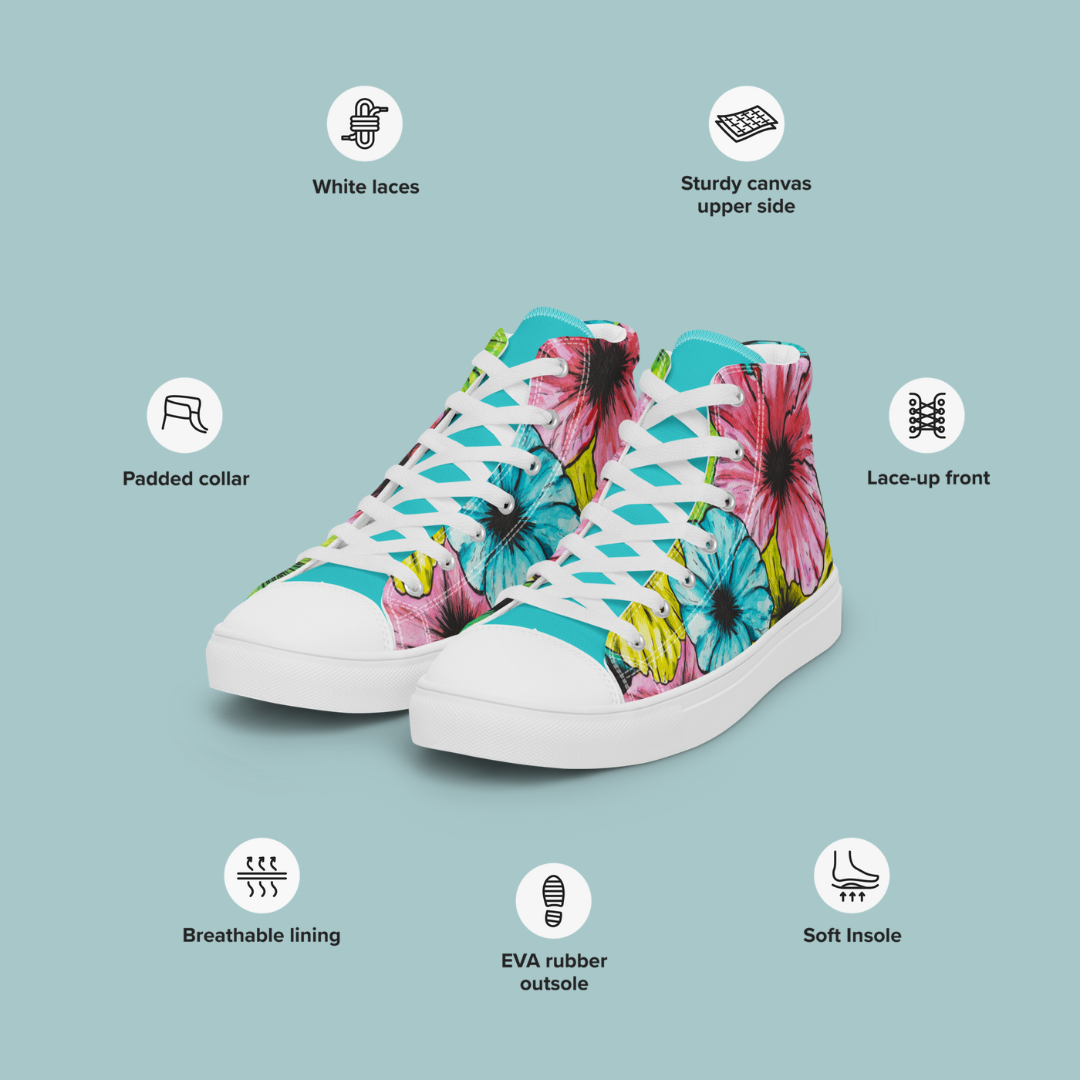 Colorful Hibiscus Women’s high top canvas shoes