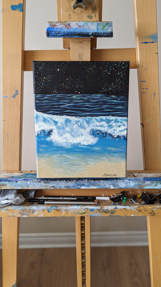 "Firefly Sky" Original Acrylic Ocean Painting