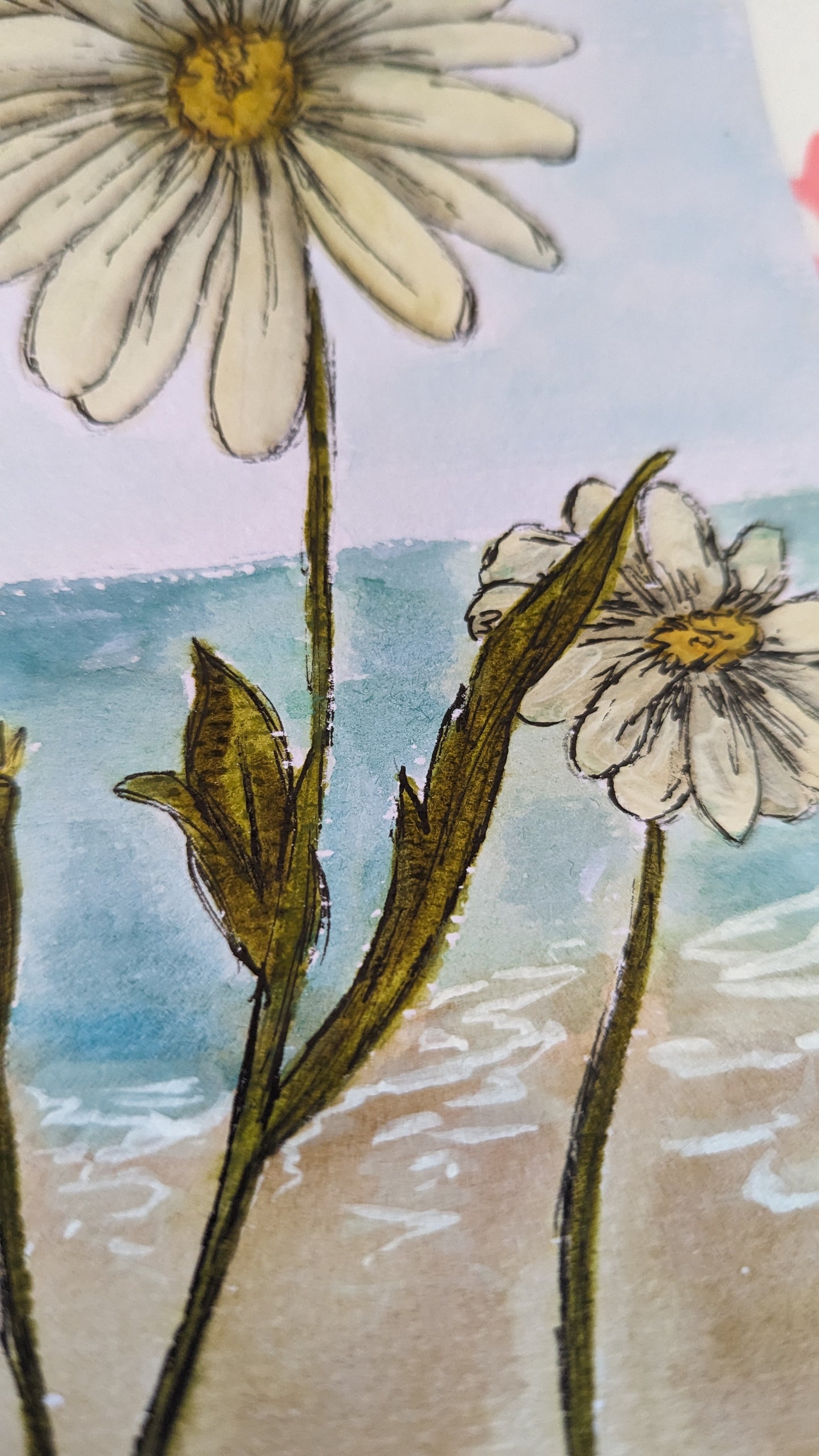 Springtime Flower Seaside Watercolor Painting