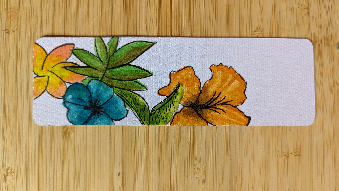 Hand-Painted Watercolor Tropical Flower Bookmark