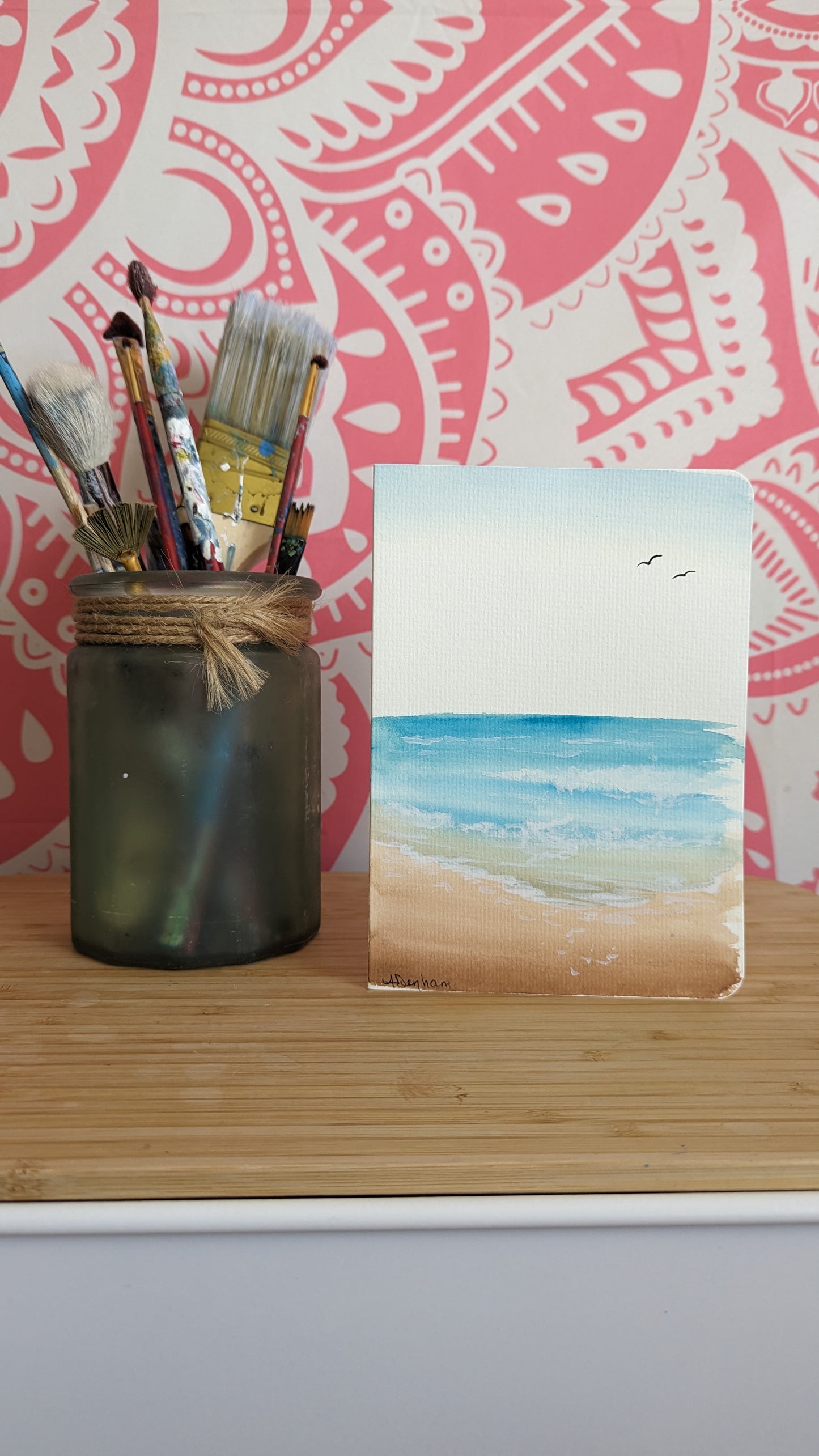 Gentle Tide Hand Painted Watercolor Beach Greeting Card