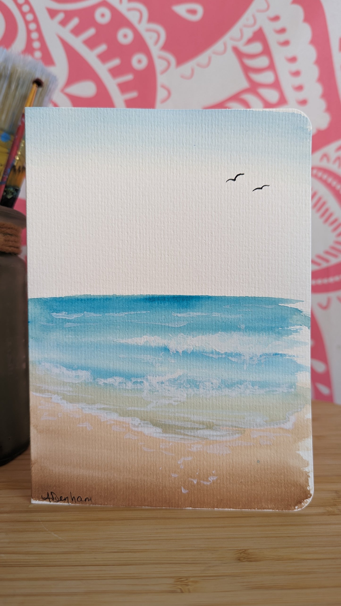 Gentle Tide Hand Painted Watercolor Beach Greeting Card