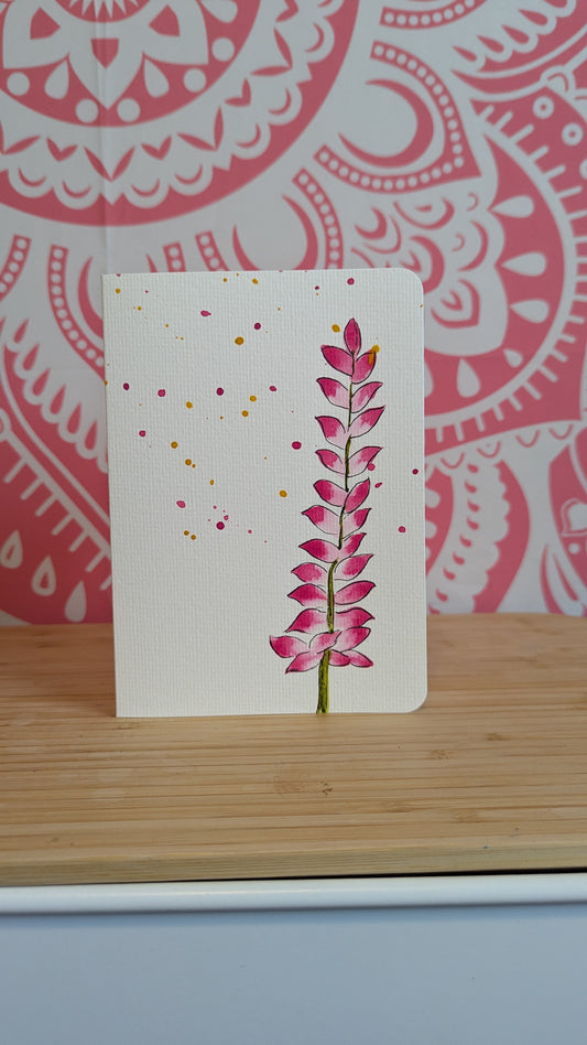 Greeting Card - Pink Lupin Flower Watercolor, Blank Inside