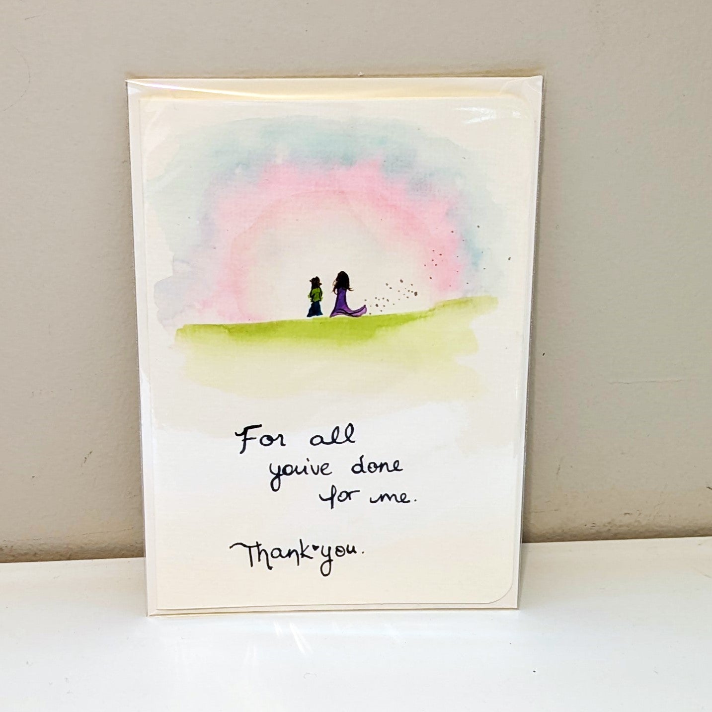 Greeting Card - For all you've done for me, thank you card, hand painted, blank inside