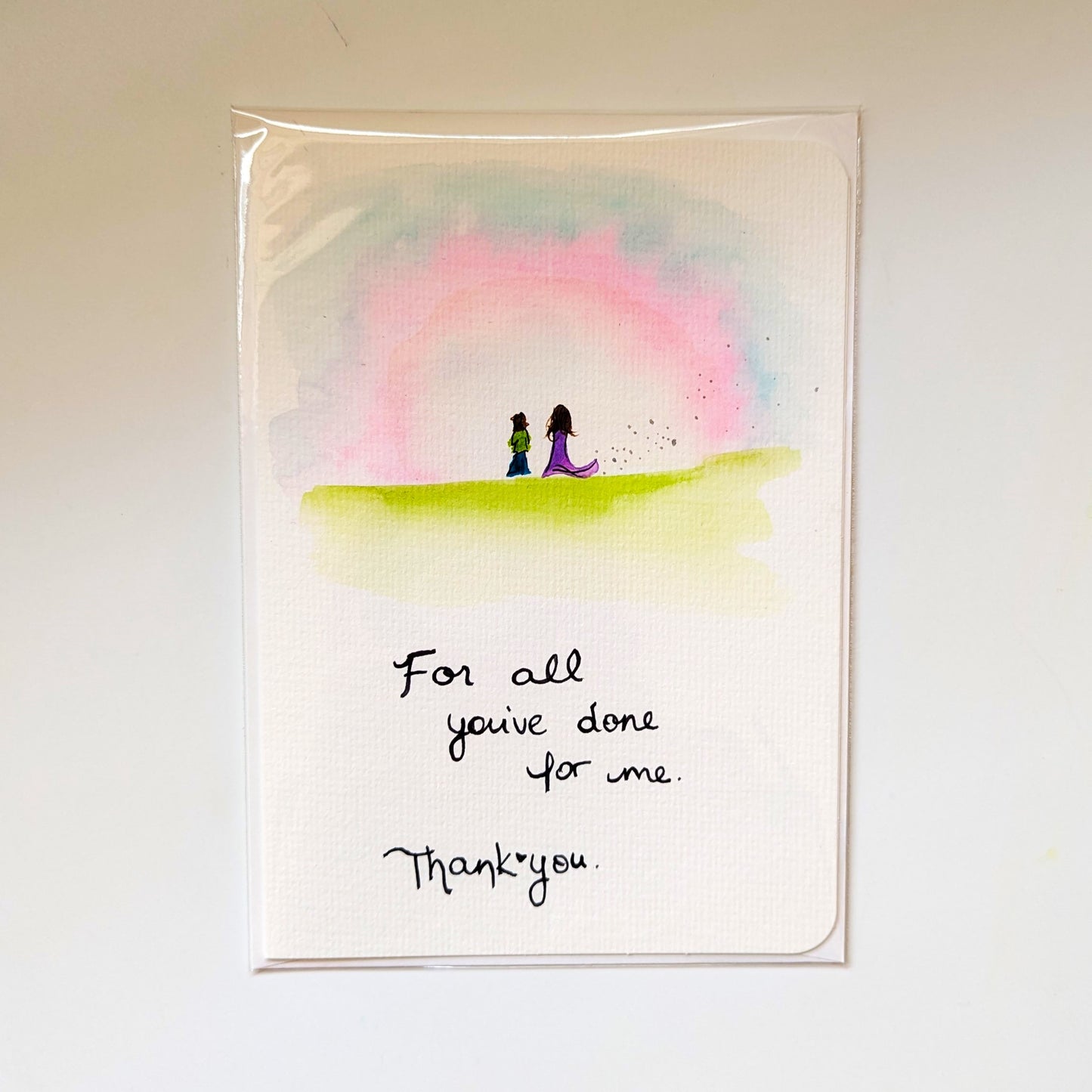 Greeting Card - For all you've done for me, thank you card, hand painted, blank inside