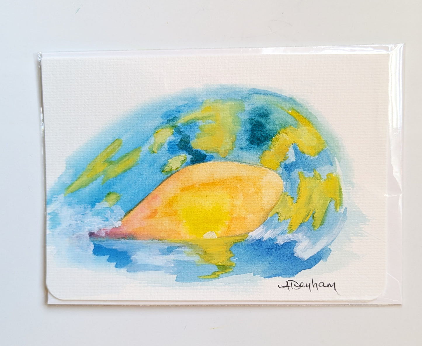 Greeting Card - Eye of the Wave, Hand Painted Watercolor, Blank Inside