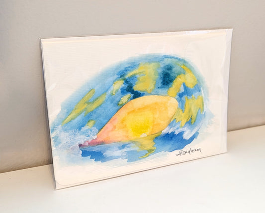 Greeting Card - Eye of the Wave, Hand Painted Watercolor, Blank Inside