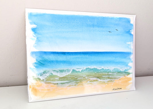 Greeting Card - Landscape Beach Watercolor Painting