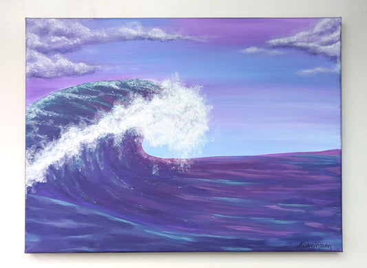 Original Acrylic Mystical Night "Dream Weaver" Purple Wave Painting