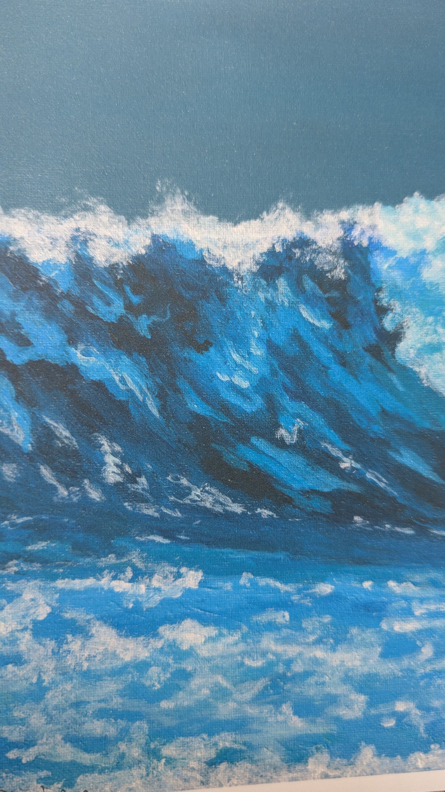 Crashing ocean wave poster for coastal decor, beach art, ocean art, beach painting, 8.5" x 11"