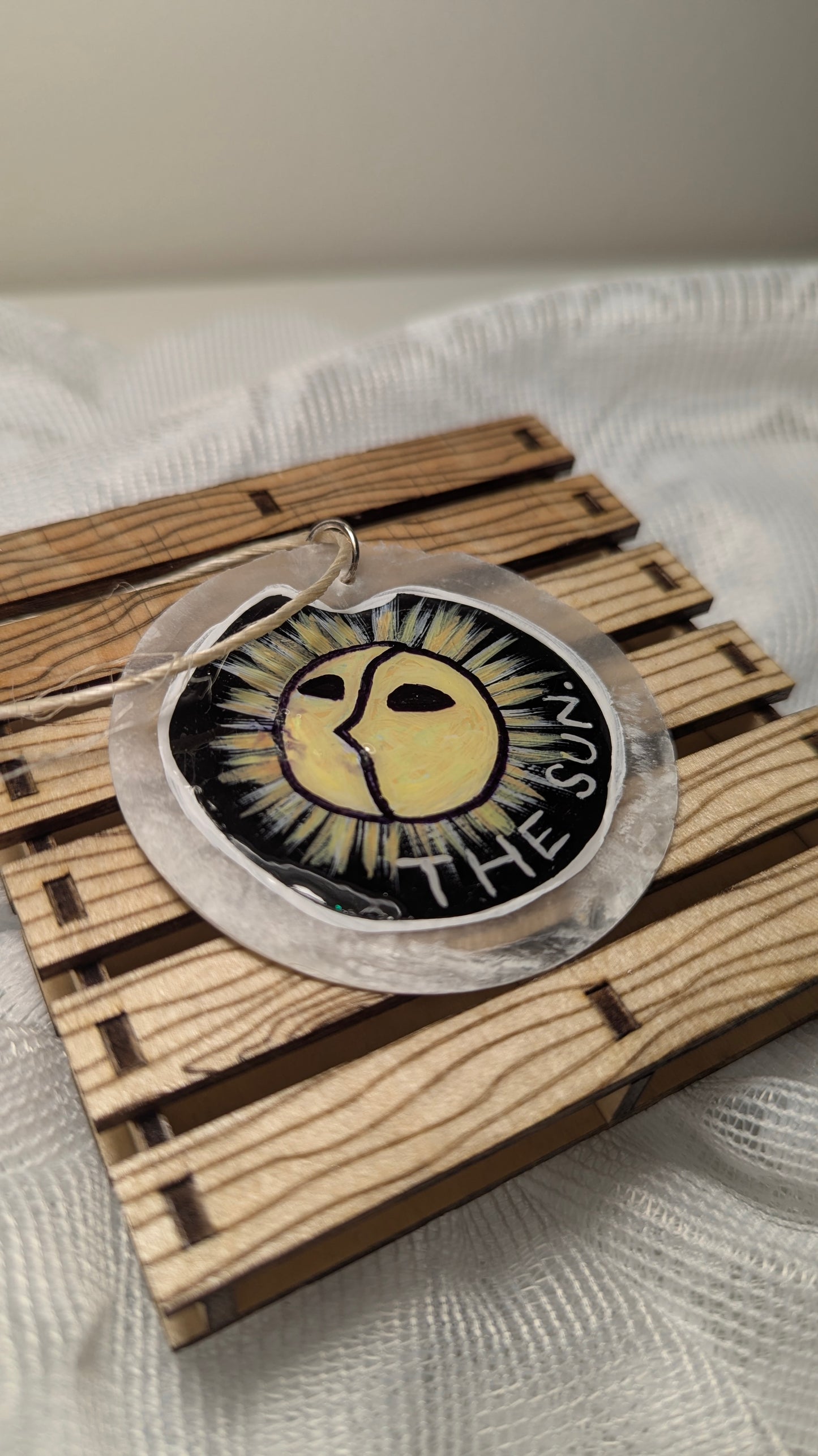 The Sun - Tarot Inspired Ornament, Hand Painted on Shell Disc