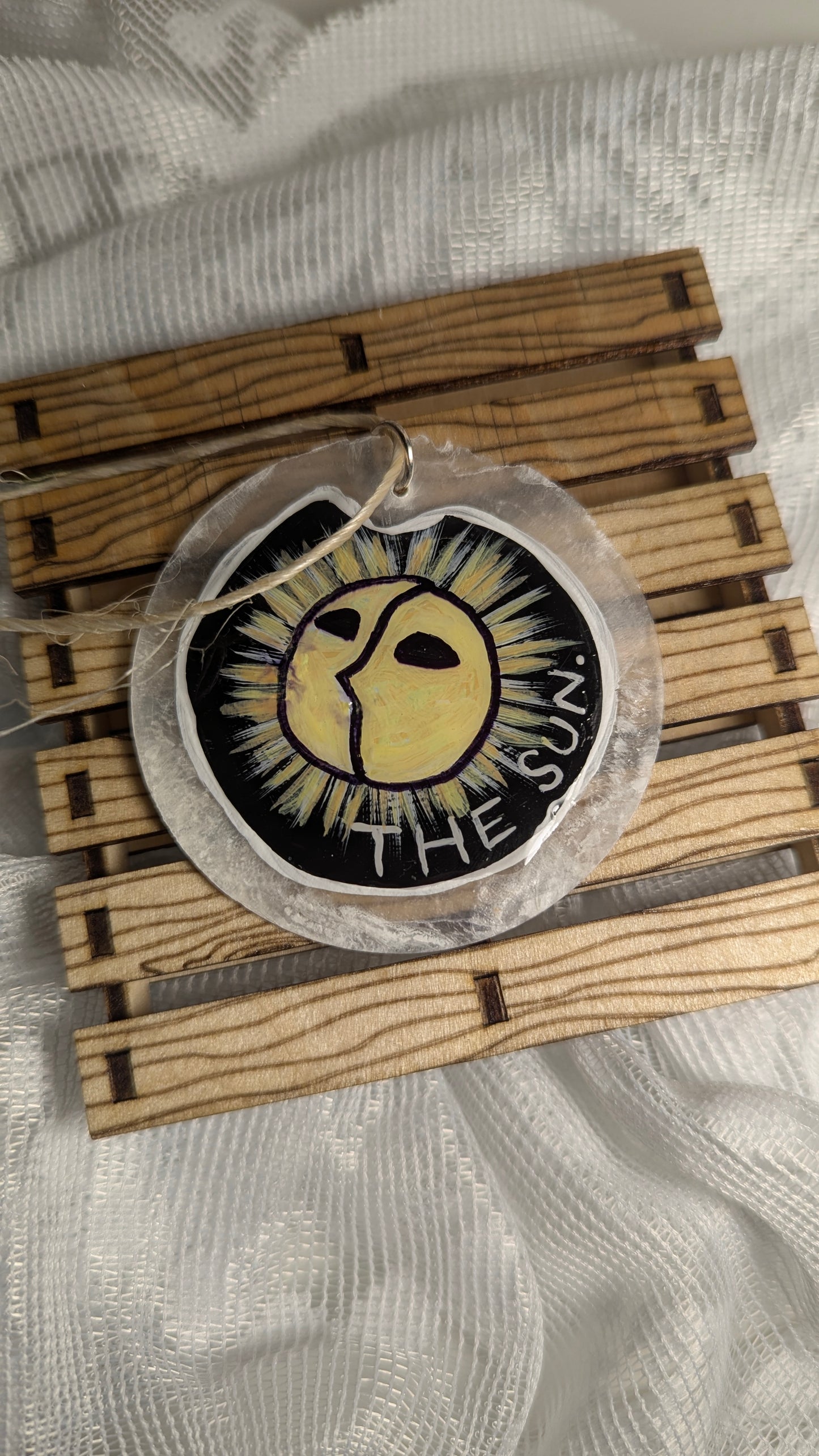 The Sun - Tarot Inspired Ornament, Hand Painted on Shell Disc