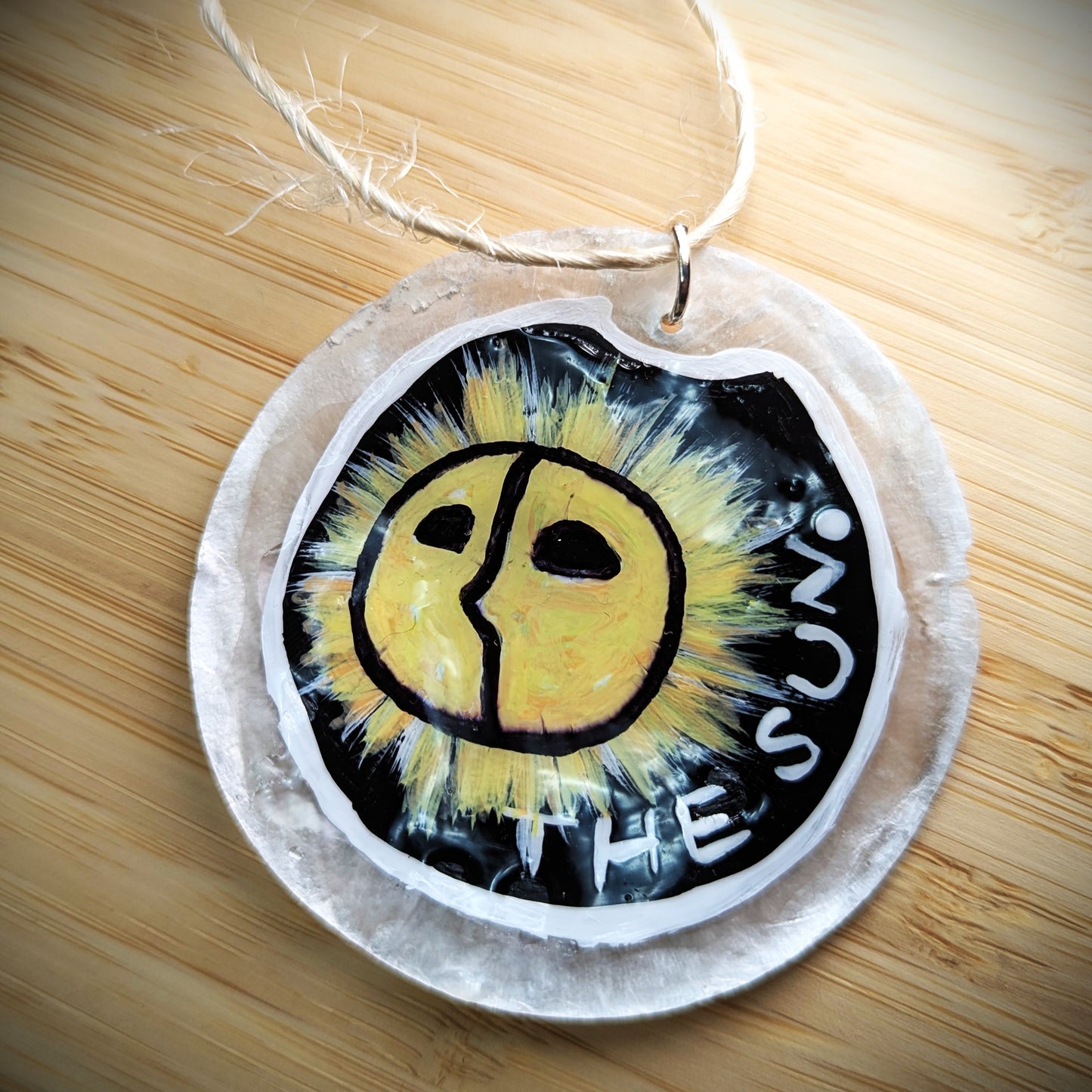 The Sun - Tarot Inspired Ornament, Hand Painted on Shell Disc
