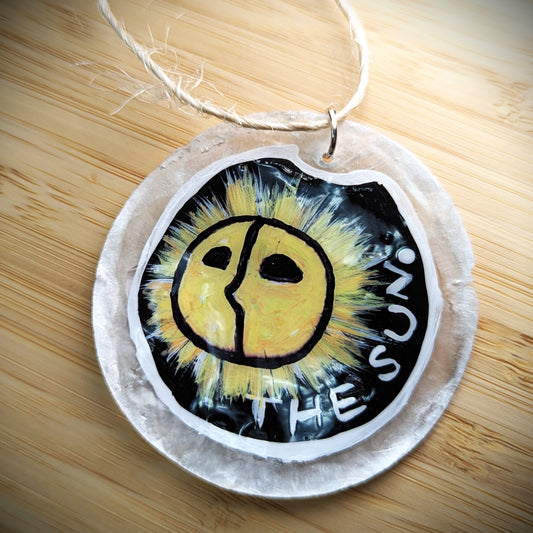 The Sun - Tarot Inspired Ornament, Hand Painted on Shell Disc