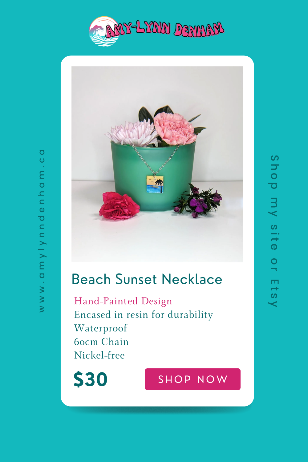 Beach Sunset Silhouette Necklace