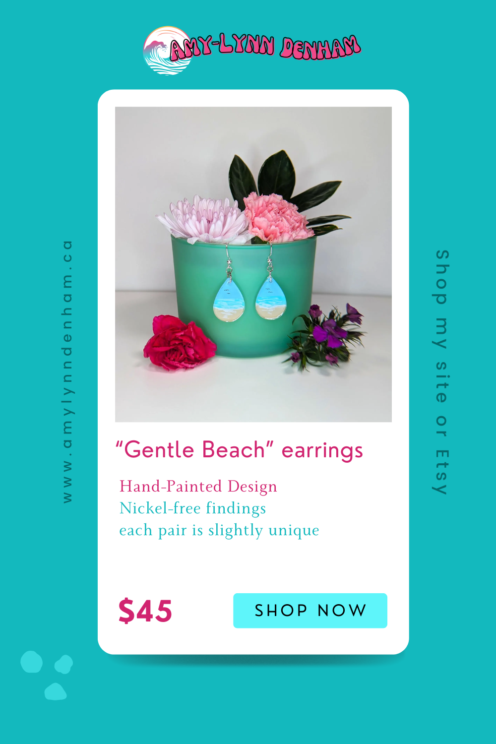 Gentle beach hand painted resin earrings