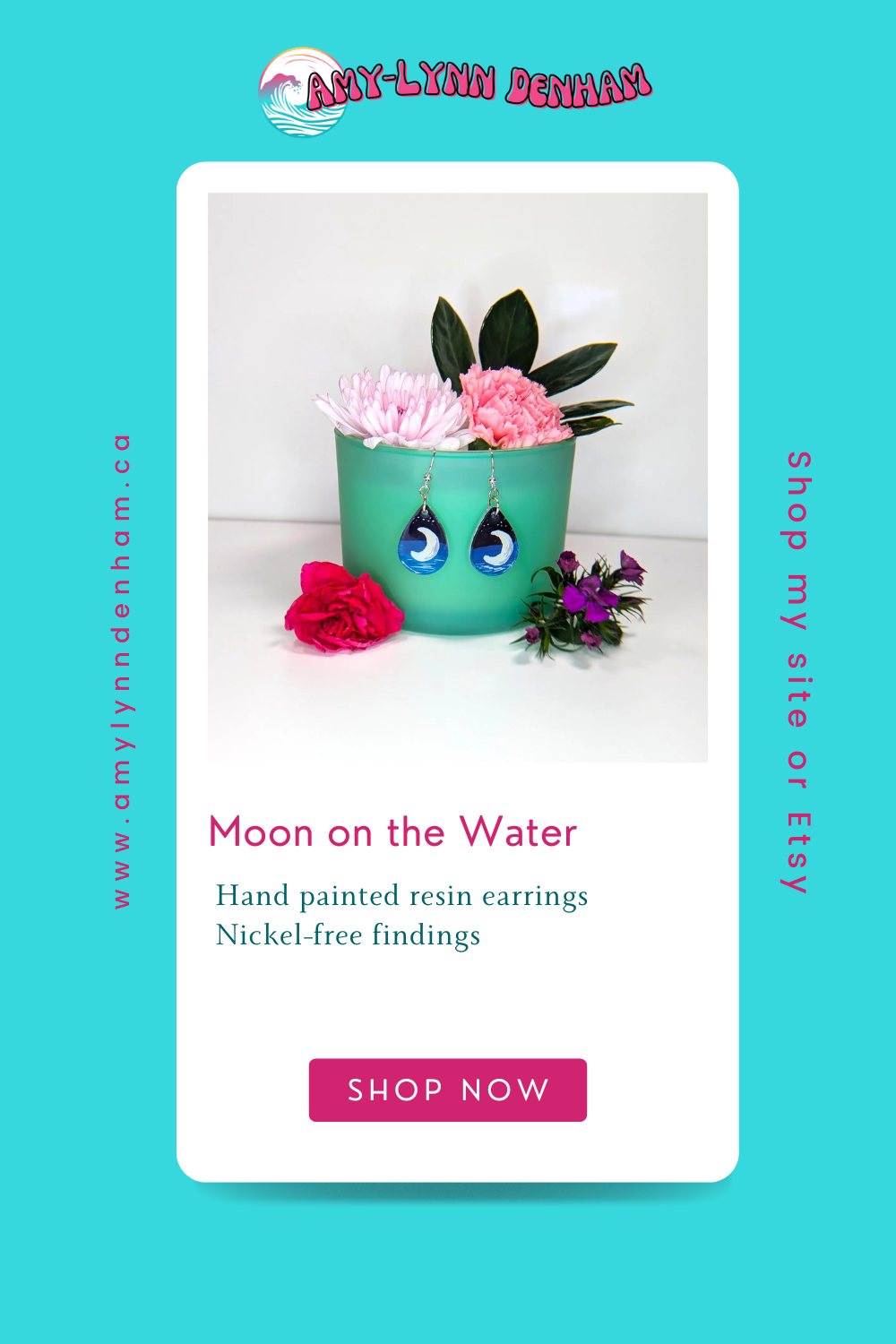 Boho Moon on the Water Teardrop Earrings