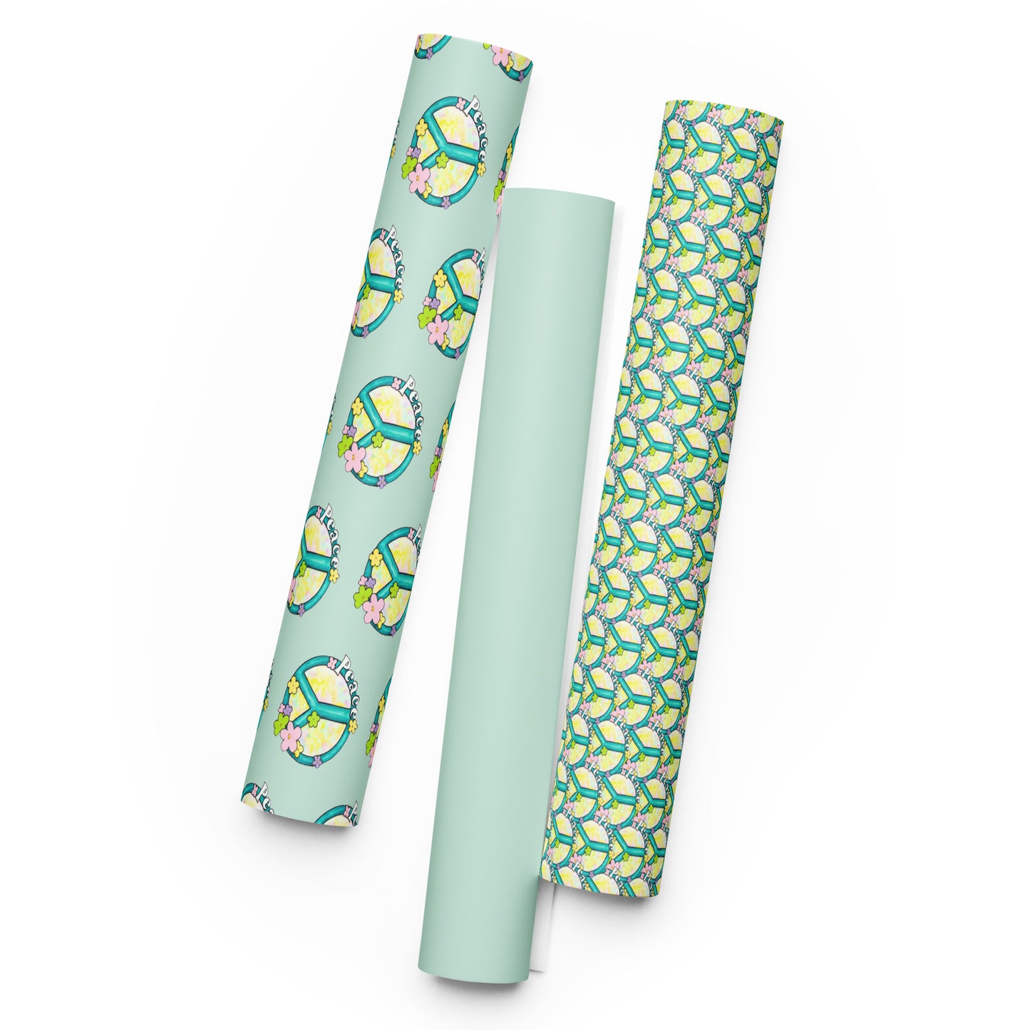 Peace sign gift wrap, hippy wrapping paper sheets