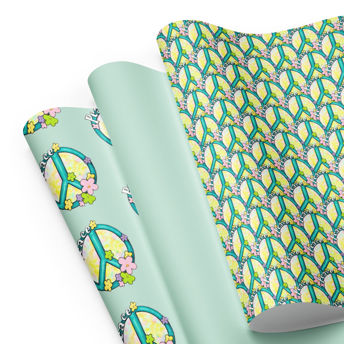 Peace sign gift wrap, hippy wrapping paper sheets